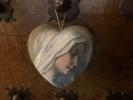 Coeur précieux "Vierge Marie" lin velours