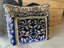 Sac XXXL tapis hindou bleu nuit doublure velours jaune
