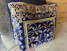 Sac XXXL tapis hindou bleu nuit doublure velours jaune