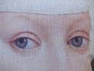 Coussin lin ancien portrait religieuse