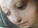 Coussin lin ancien portrait Vierge de Raphael